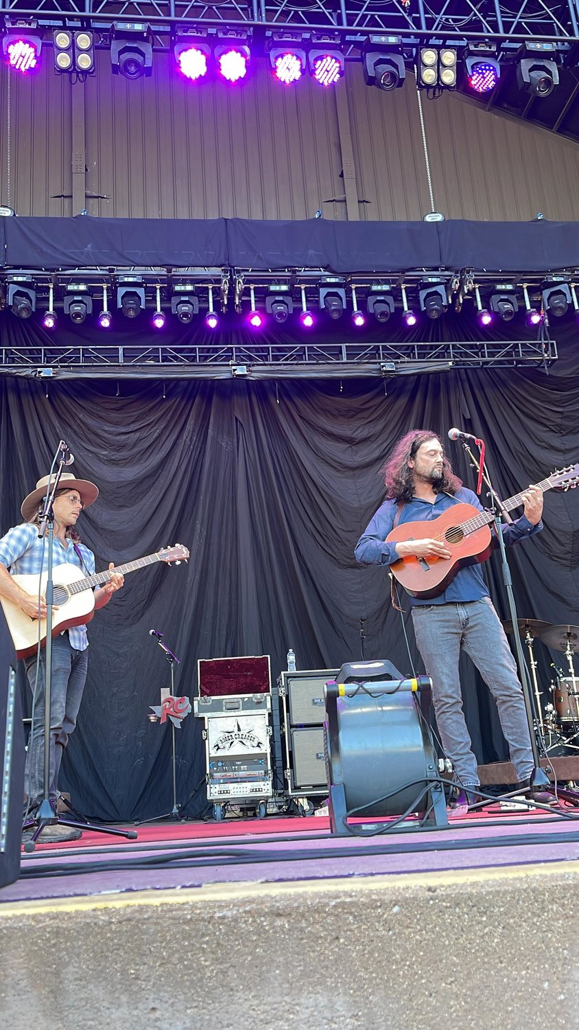 Lukas Nelson (left) joins Aaron Raitiere onstage to sing “Cold Soup,” an uplifting, melodic ballad from Raitiere’s album that the pair wrote together.